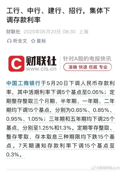 央行一年期存贷款利率_3年期5年期定存降15个基点_股份行存款利率下调
