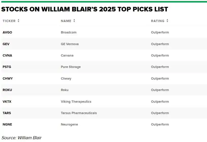 2025年投资新机遇：William Blair精选潜力股，Broadcom单月暴涨47%