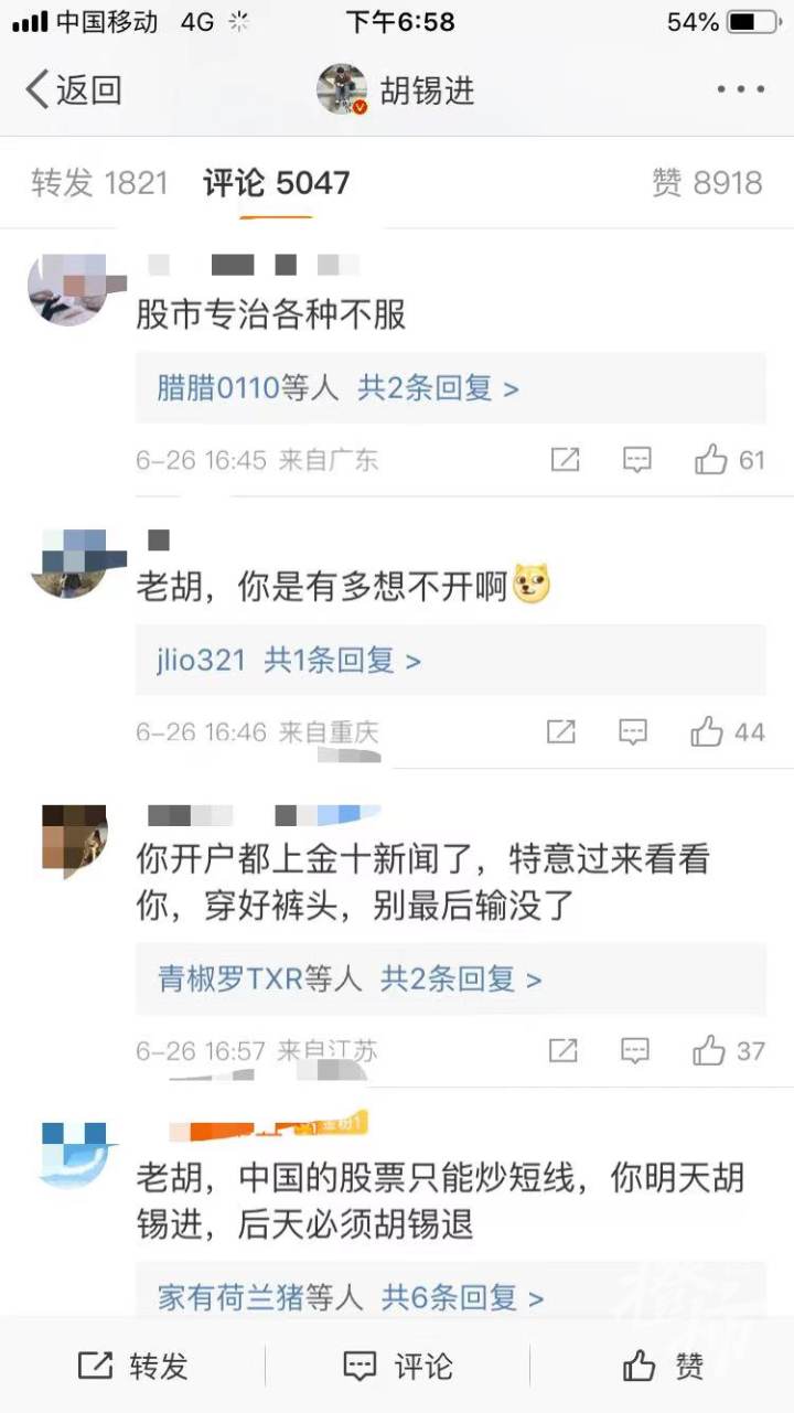 胡锡进进入股市_A股市场抄底_在手机上能炒股吗