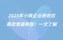 2025年小微企业税收优惠政策最新版！一文了解认定标准、增值税优惠